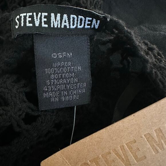 Steve Madden Women Black Crochet-Trim Open Front Lightweight Cardigan OSFM NWT - Picture 6 of 7